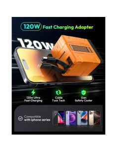 Cargador 2 en 1 AWROSE con Carga Rápida y Cables Retráctiles 2