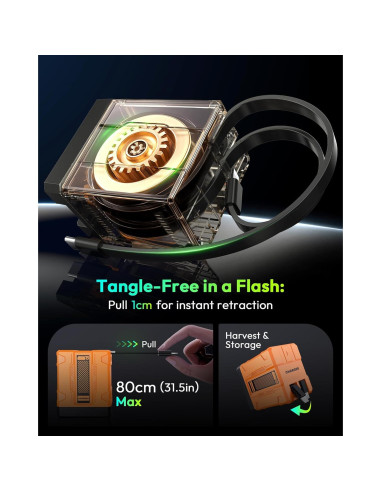 Cargador 2 en 1 AWROSE con Carga Rápida y Cables Retráctiles