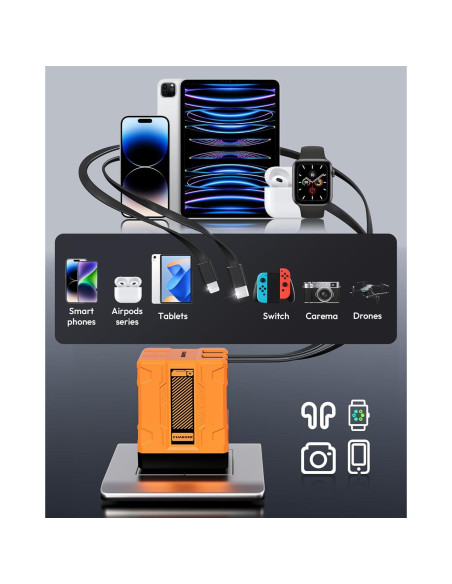 Cargador 2 en 1 AWROSE con Carga Rápida y Cables Retráctiles