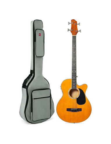 Guitarra Bajo Eléctrico Acústico 4 Cuerdas Natural Envejecido