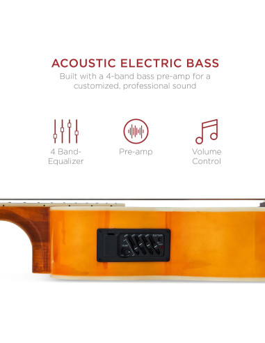 Guitarra Bajo Eléctrico Acústico 4 Cuerdas Natural Envejecido