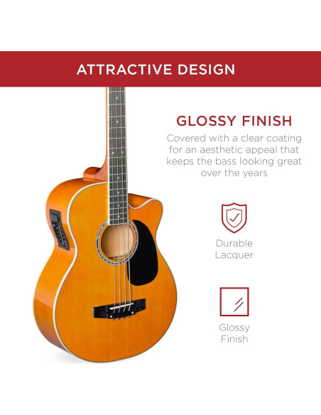 Guitarra Bajo Eléctrico Acústico 4 Cuerdas Natural Envejecido