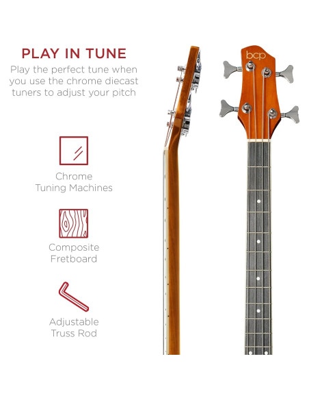 Guitarra Bajo Eléctrico Acústico 4 Cuerdas Natural Envejecido