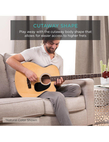 Guitarra Bajo Eléctrico Acústico 4 Cuerdas Natural Envejecido