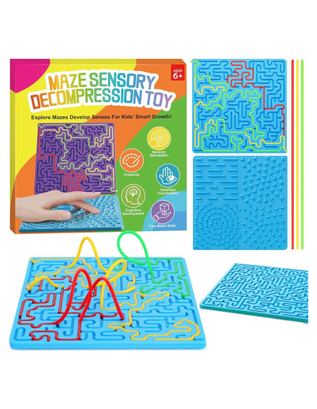 Tablero Sensorial Doble Cara Faqeaia Azul para Niños 3-10 Años