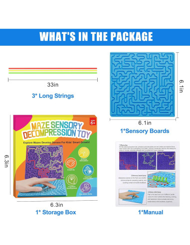 Tablero Sensorial Doble Cara Faqeaia Azul para Niños 3-10 Años