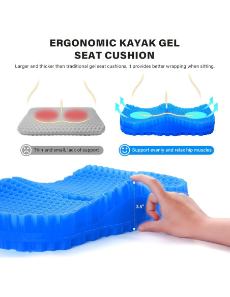 Cojín de Asiento de Gel Bilbear Grande 42x35 cm Azul