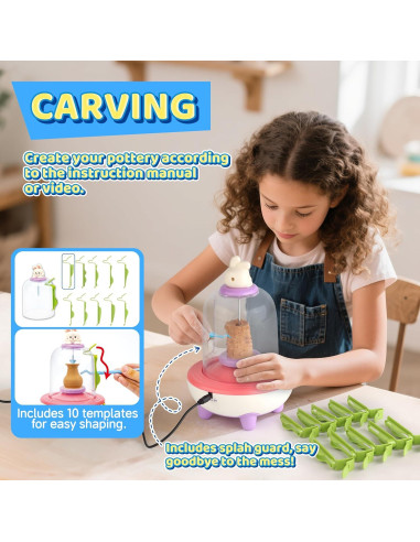 Torno de Alfarería HEJIN para Niños - Mini Kit 18 Proyectos