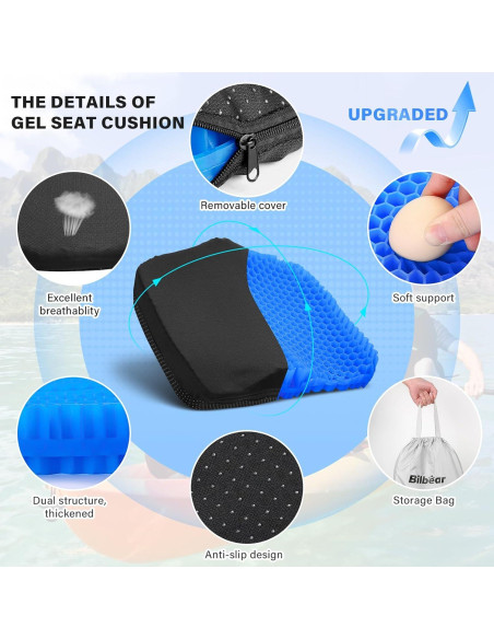 Cojín de Asiento de Gel Bilbear Grande 42x35 cm Azul