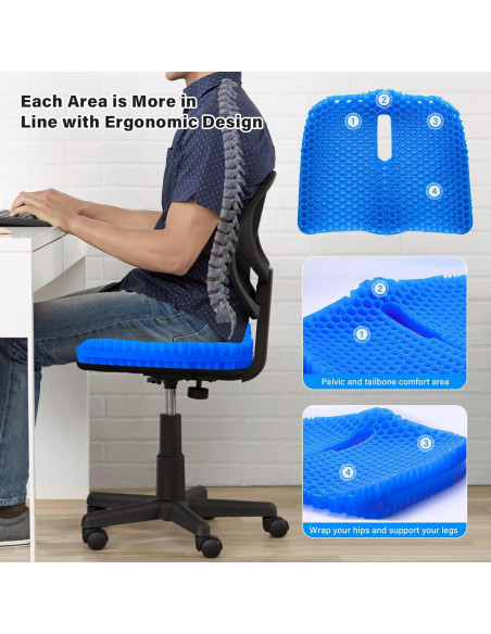 Cojín de Asiento de Gel Bilbear Grande 42x35 cm Azul