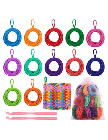 Aodaer 192 Piezas Telares de Ganchillo Multicolores 12 Colores