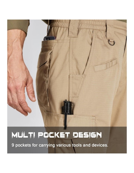 Pantalones Tácticos SPOSULEI Ripstop Hombre 9 Bolsillos 76 cm