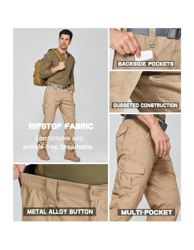 Pantalones Tácticos SPOSULEI Ripstop Hombre 9 Bolsillos 76 cm