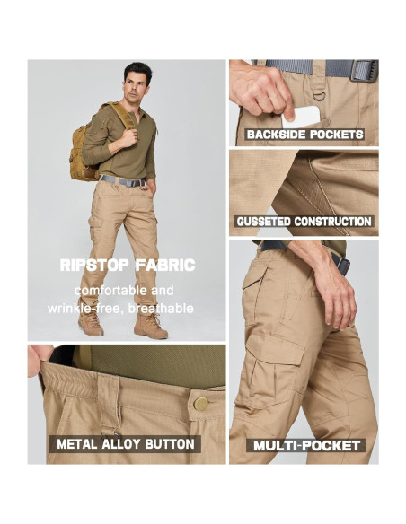 Pantalones Tácticos SPOSULEI Ripstop Hombre 9 Bolsillos 76 cm