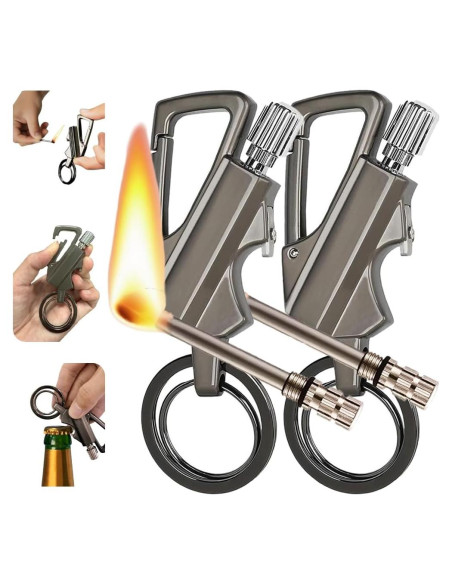Encendedor Reutilizable Flintsafe con Abrelatas y Llavero Gris