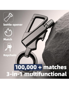 Encendedor Reutilizable Flintsafe con Abrelatas y Llavero Gris 2