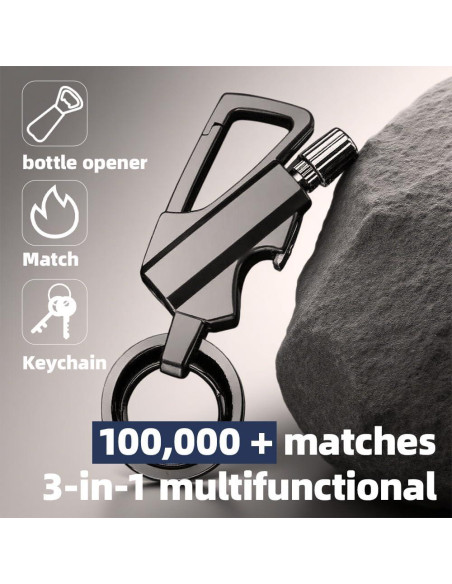 Encendedor Reutilizable Flintsafe con Abrelatas y Llavero Gris