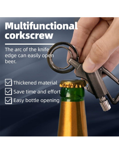 Encendedor Reutilizable Flintsafe con Abrelatas y Llavero Gris