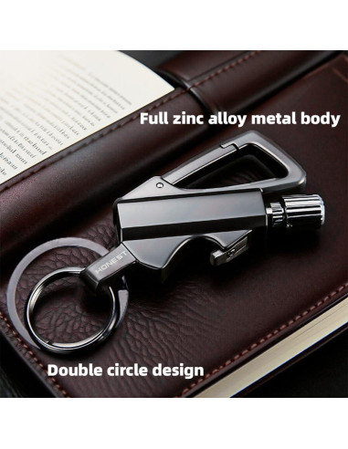 Encendedor Reutilizable Flintsafe con Abrelatas y Llavero Gris