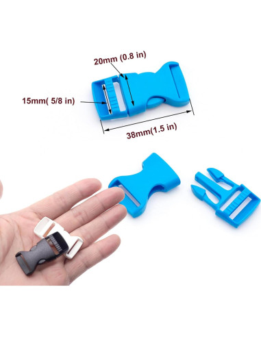 Hebilla de liberación lateral 5/8" POM para paracord - 24 piezas