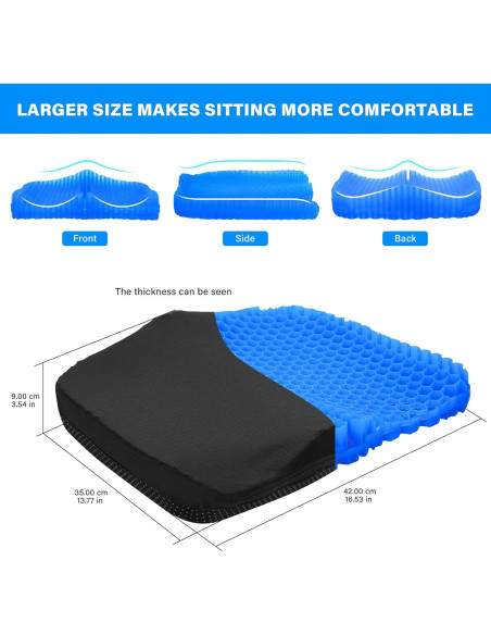 Cojín de Asiento de Gel Bilbear Grande 42x35 cm Azul