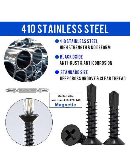 120 Tornillos Autoperforantes HanTof Acero Inoxidable 410 16mm