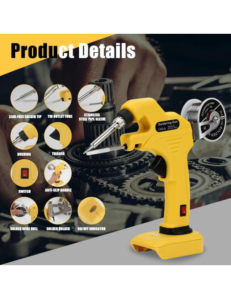 Kit de Soldador Inalámbrico Yuqutum 30W Cerámica para Batería Dewalt