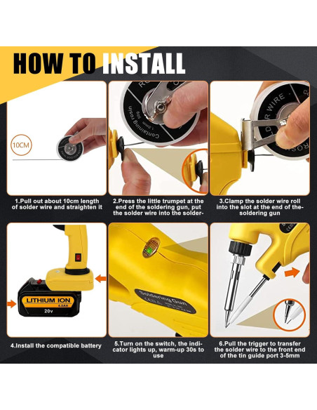 Kit de Soldador Inalámbrico Yuqutum 30W Cerámica para Batería Dewalt