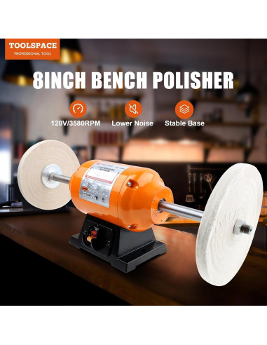 Pulidora de Banco T TOOLSPACE 8" para Metal y Joyería