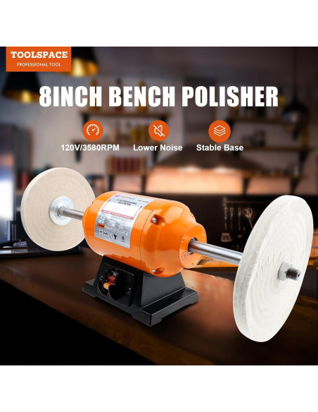 Pulidora de Banco T TOOLSPACE 8" para Metal y Joyería