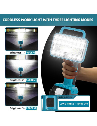 Luz de Trabajo LED 18W XideNauqsh para Batería Makita 18V