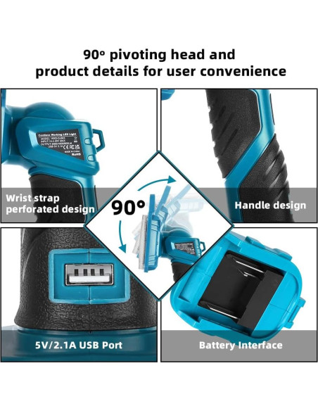 Luz de Trabajo LED 18W XideNauqsh para Batería Makita 18V