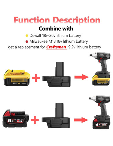 Adaptador de Batería DM18GL Echoyee para Craftsman 19.2V