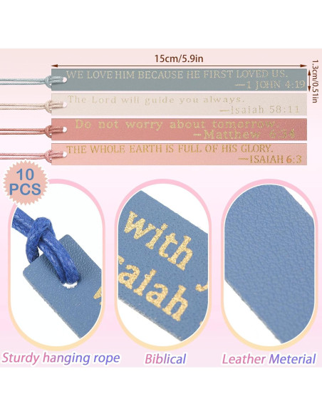 10 Marcadores de Cuero Skyygemm para Biblia - Pastel