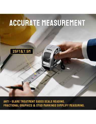 Cinta Métrica Retráctil STEELITE 7.5M Acero Inoxidable Plata