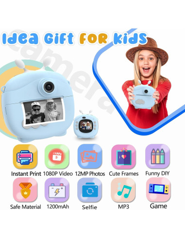 Cámara Instantánea Joytrip D103 Azul para Niños 3-12 Años