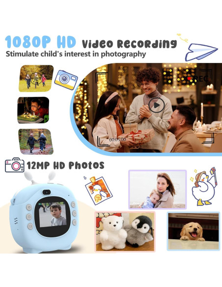 Cámara Instantánea Joytrip D103 Azul para Niños 3-12 Años