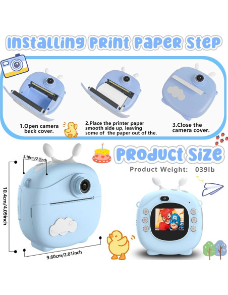 Cámara Instantánea Joytrip D103 Azul para Niños 3-12 Años