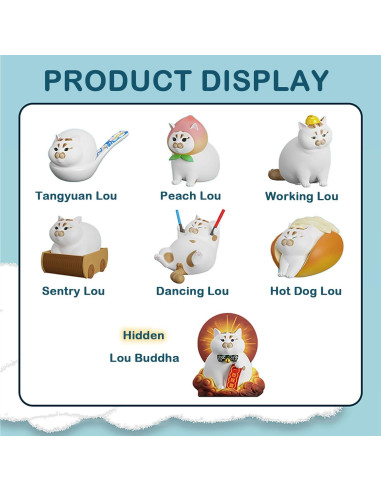 Set de 6 Figuras Coleccionables LouLou Cerdo Gato Serie-2
