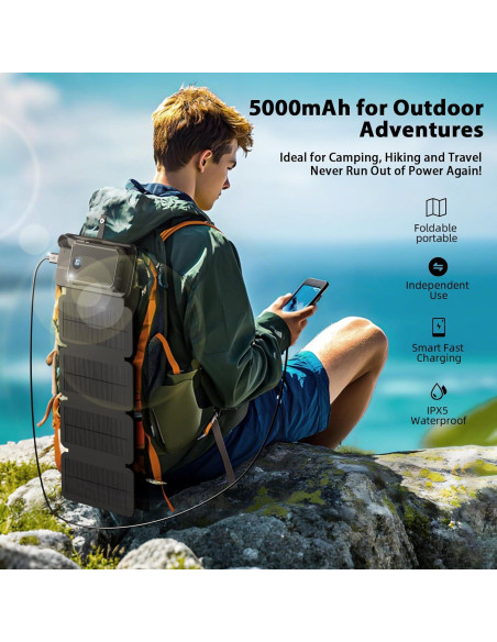 Banco de Energía Solar 5000mAh SOLUPUP Carga Rápida IPX5
