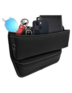 Organizador de Espacio entre Asientos de Coche PACLVIO Cuero Negro