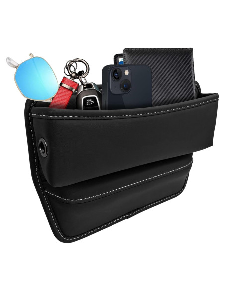 Organizador de Espacio entre Asientos de Coche PACLVIO Cuero Negro