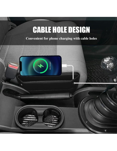 Organizador de Espacio entre Asientos de Coche PACLVIO Cuero Negro