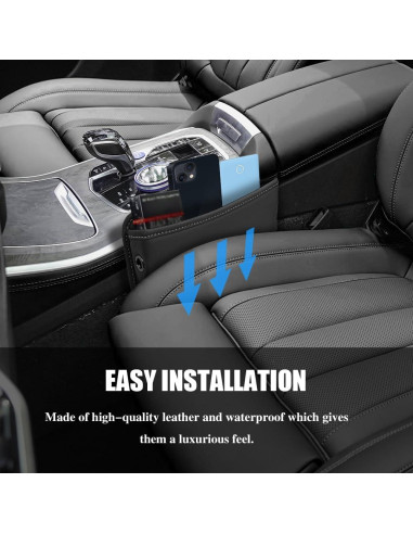 Organizador de Espacio entre Asientos de Coche PACLVIO Cuero Negro