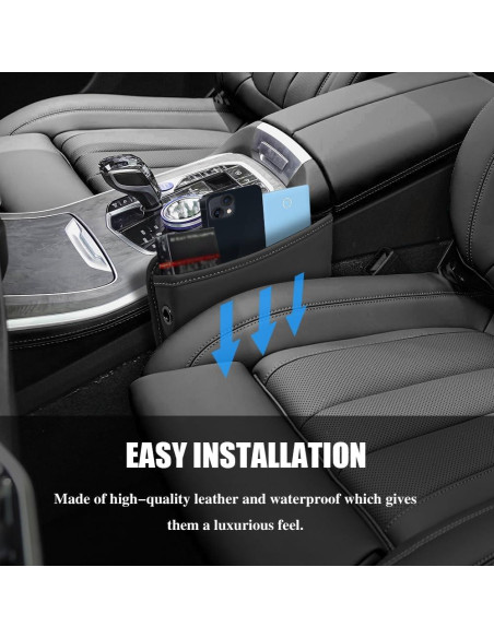 Organizador de Espacio entre Asientos de Coche PACLVIO Cuero Negro