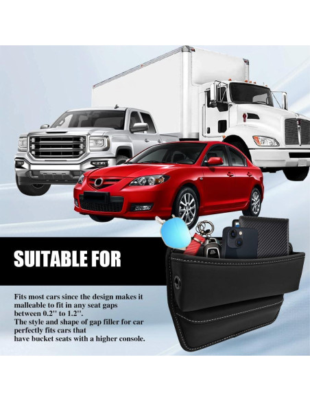 Organizador de Espacio entre Asientos de Coche PACLVIO Cuero Negro