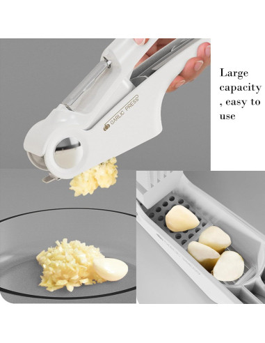 Prensa de Ajo 4 en 1 EAZHOP Verde - Trituradora y Peladora