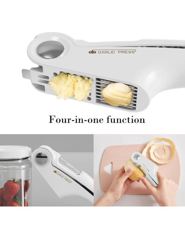 Prensa de Ajo 4 en 1 EAZHOP Verde - Trituradora y Peladora