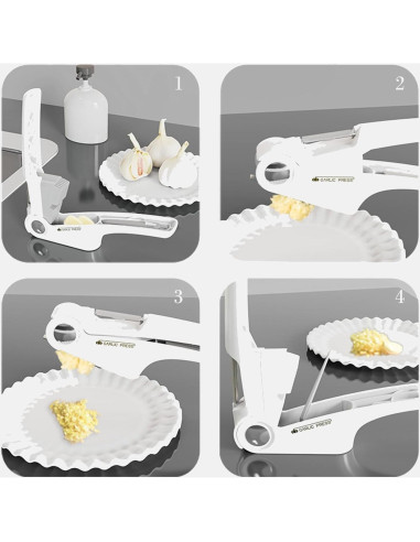 Prensa de Ajo 4 en 1 EAZHOP Verde - Trituradora y Peladora