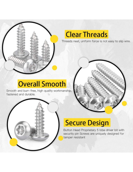 Hilitchi 50 Tornillos de Cabeza Redonda Torx Acero Inoxidable 38mm